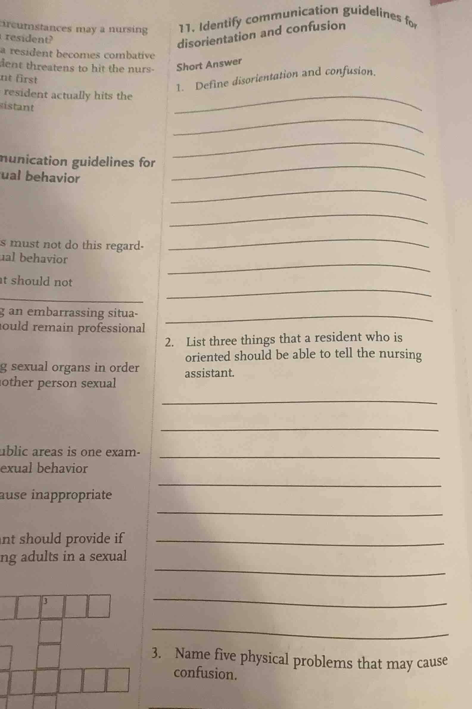 11. identify communication guidelines for disorientation and confusion …