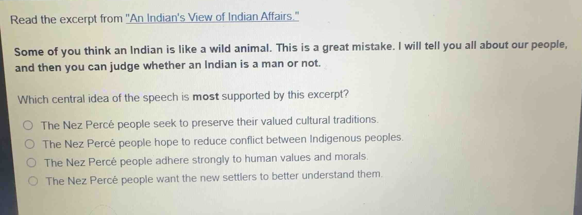 read the excerpt from \an indians view of indian affairs.\ some of you …