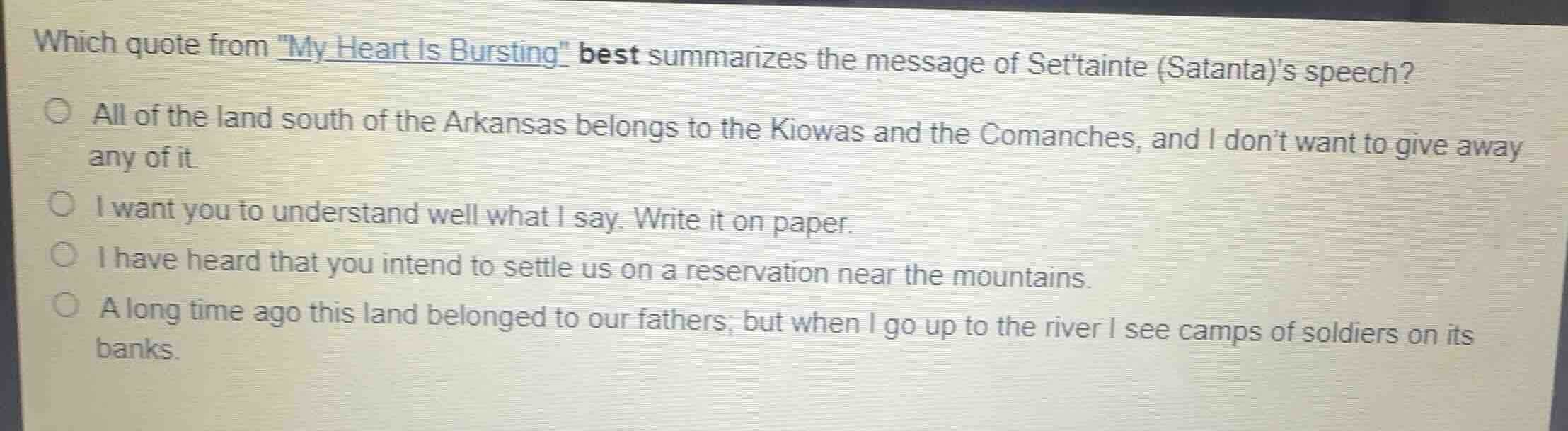 which quote from \my heart is bursting\ best summarizes the message of …