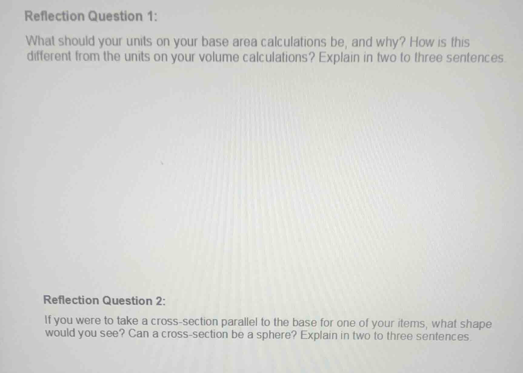 reflection question 1: what should your units on your base area calcula…