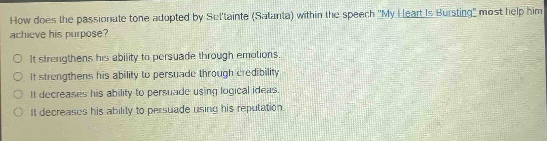 how does the passionate tone adopted by settainte (satanta) within the …