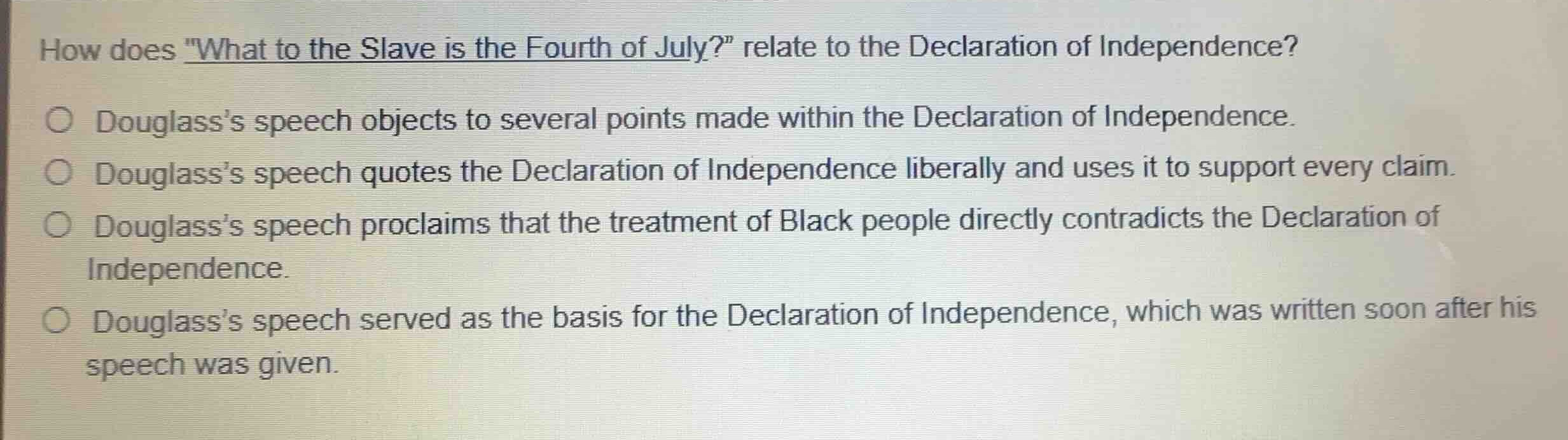 how does \what to the slave is the fourth of july?\ relate to the decla…