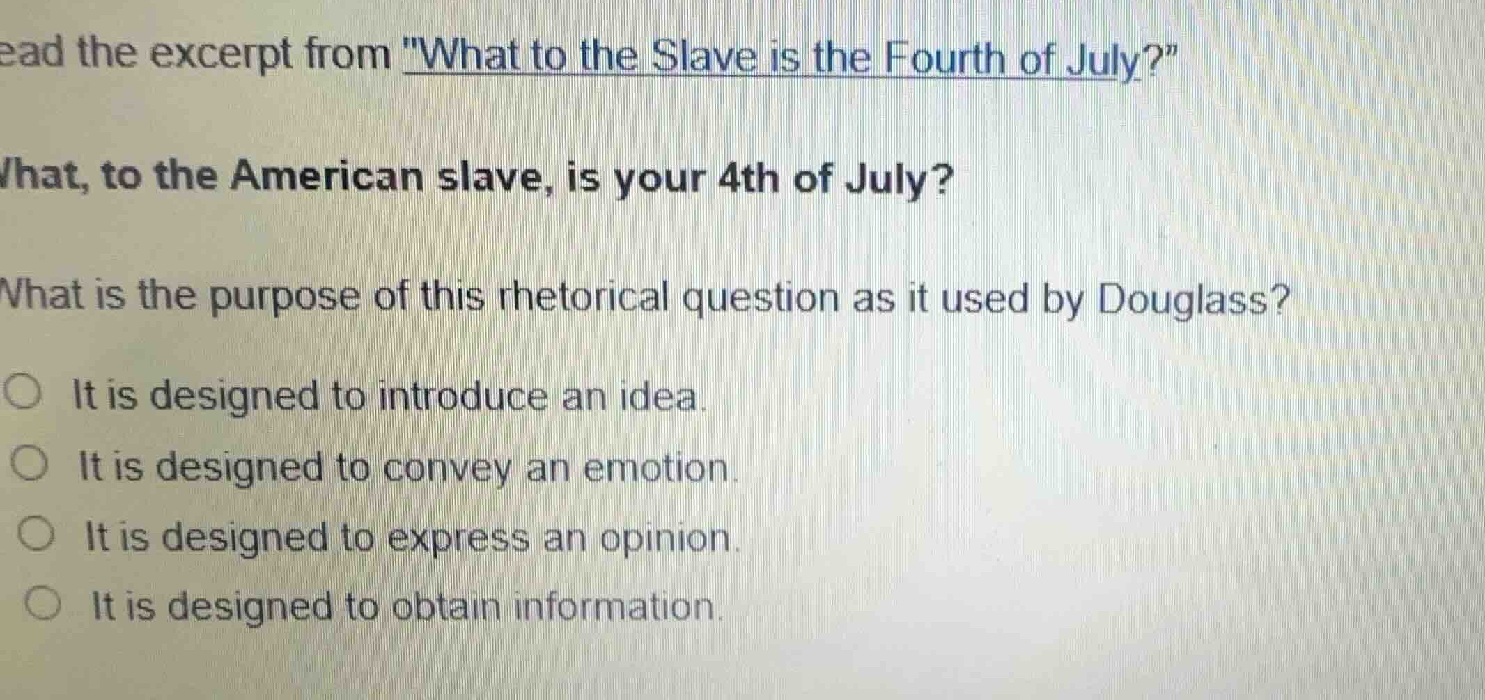 read the excerpt from \what to the slave is the fourth of july?\ what, …