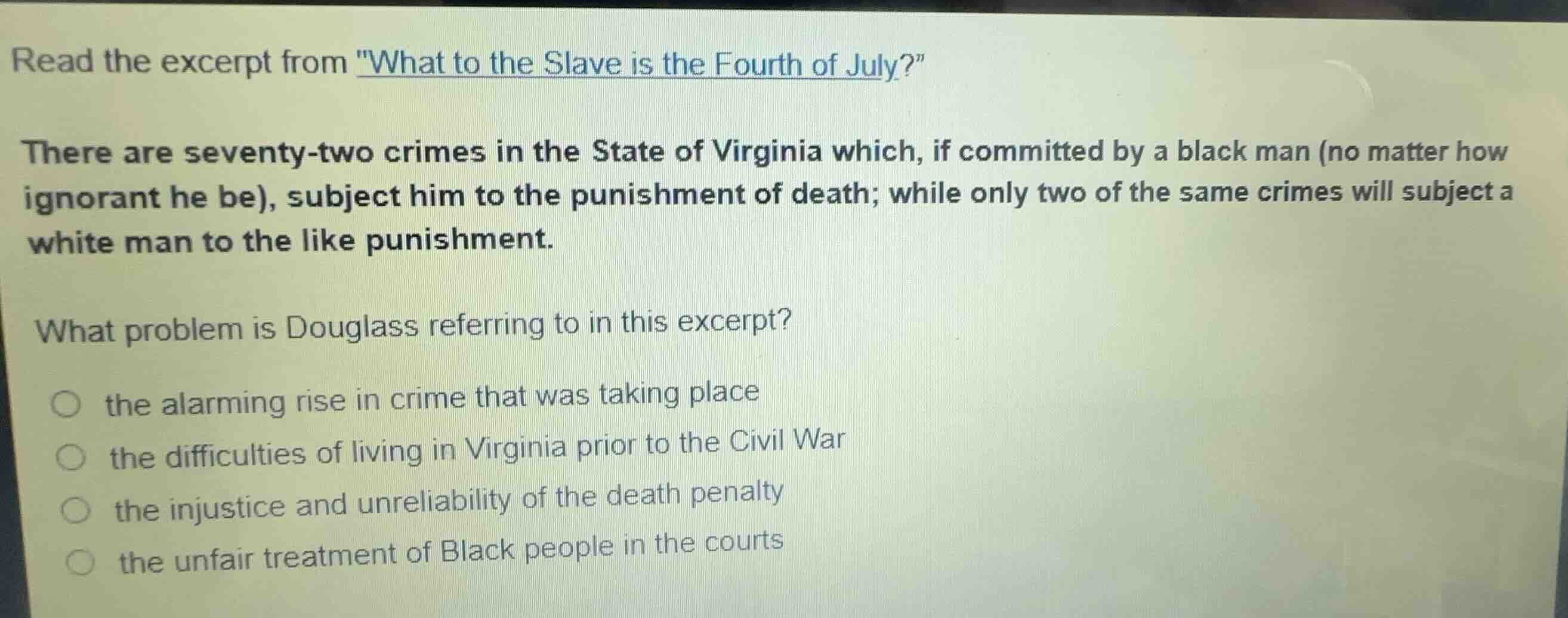 read the excerpt from \what to the slave is the fourth of july?\ there …