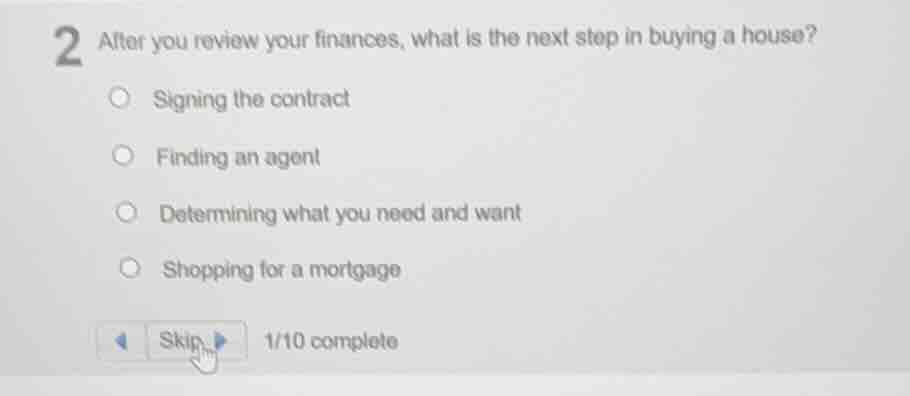 2 after you review your finances, what is the next step in buying a hou…