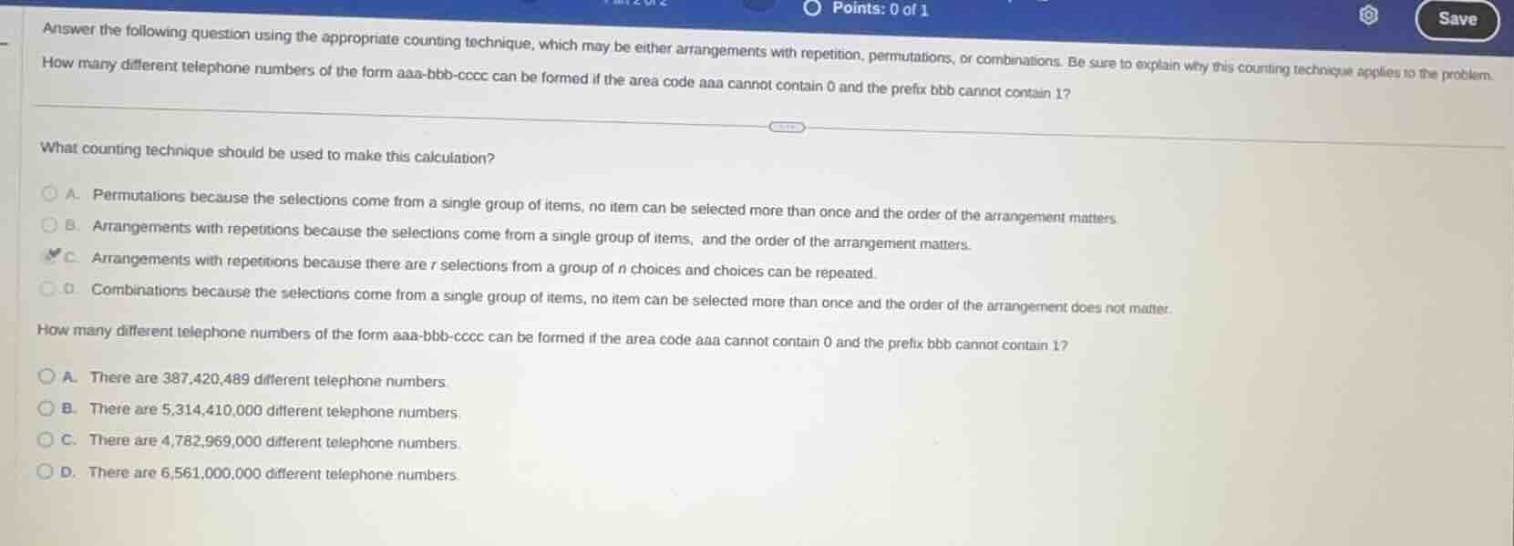 answer the following question using the appropriate counting technique,…