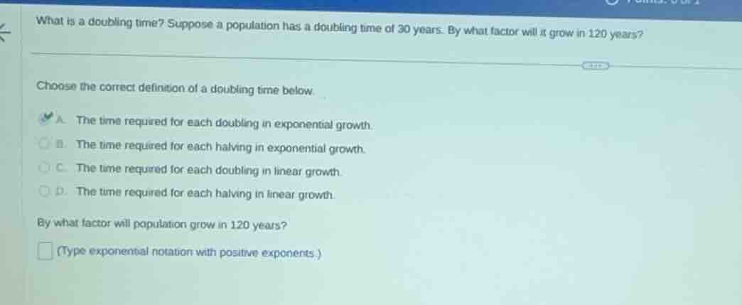 what is a doubling time? suppose a population has a doubling time of 30…