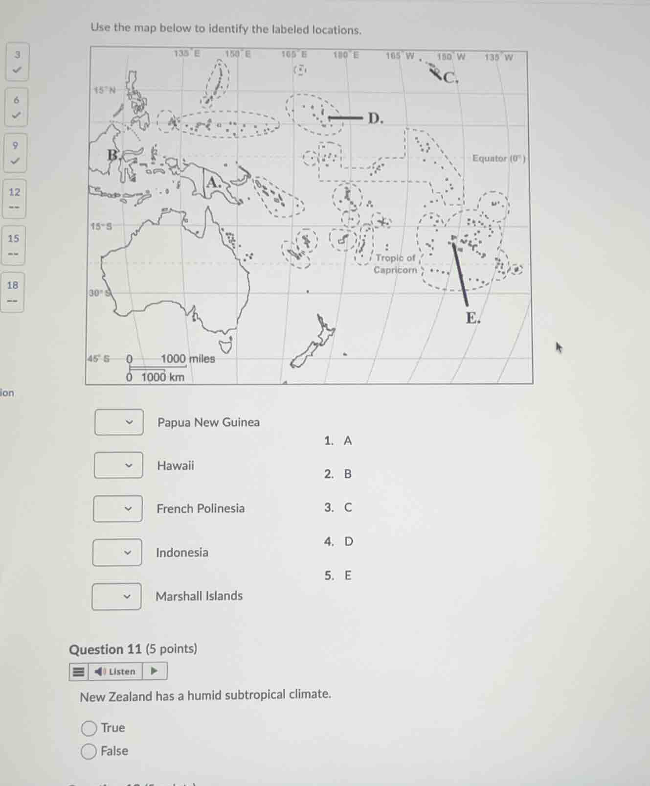 use the map below to identify the labeled locations. papua new guinea h…