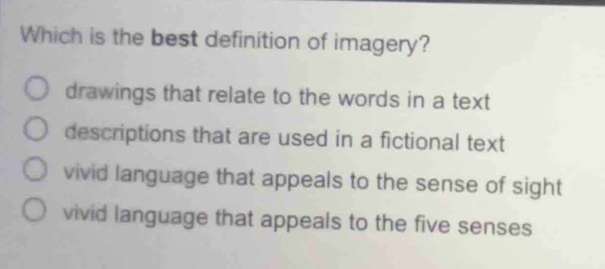 which is the best definition of imagery? drawings that relate to the wo…