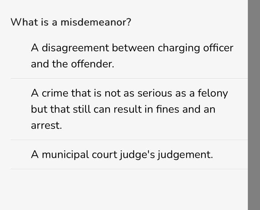 what is a misdemeanor? a disagreement between charging officer and the …