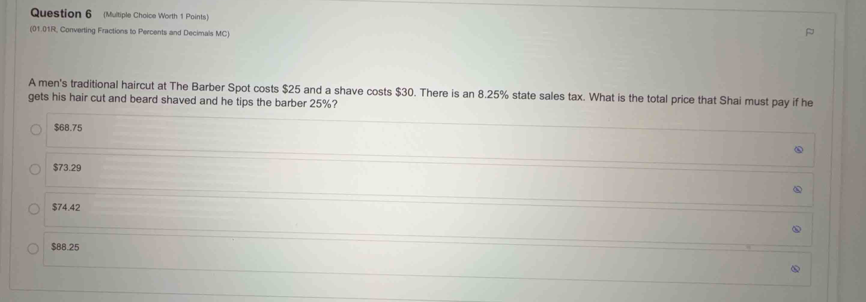 question 6 (multiple choice worth 1 points) (01.01r, converting fractio…