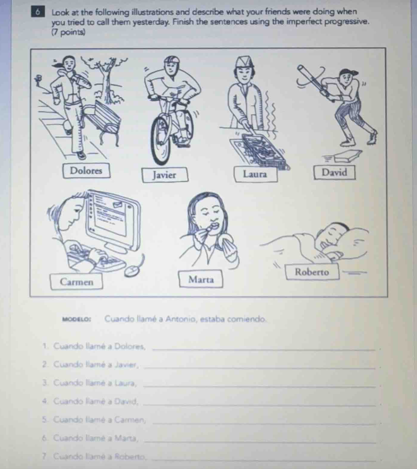 6 look at the following illustrations and describe what your friends we…
