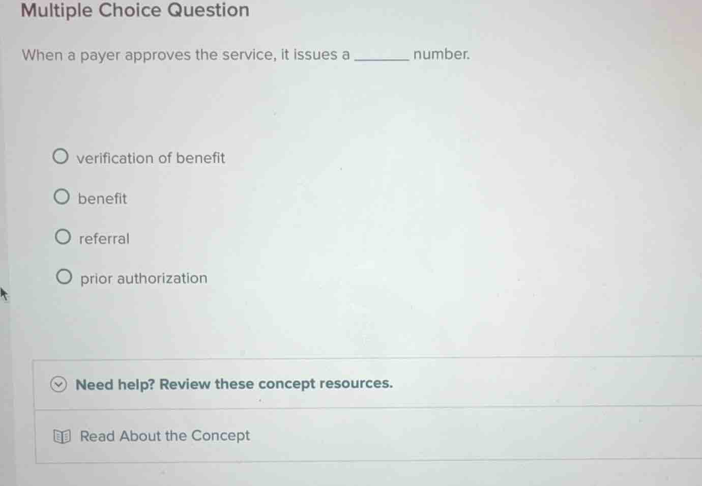 multiple choice question when a payer approves the service, it issues a…