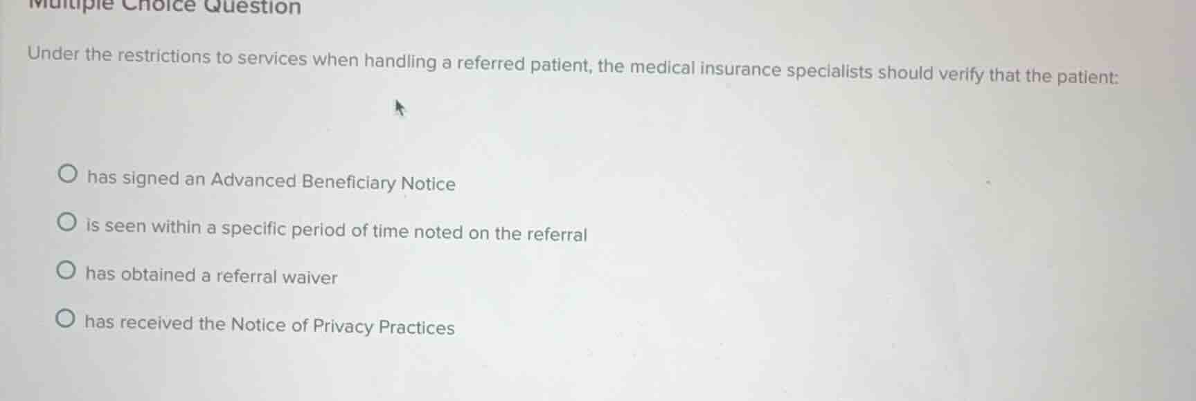 multiple choice question under the restrictions to services when handli…