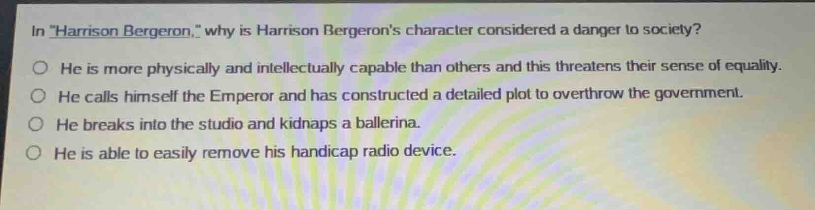 in \harrison bergeron,\ why is harrison bergerons character considered …