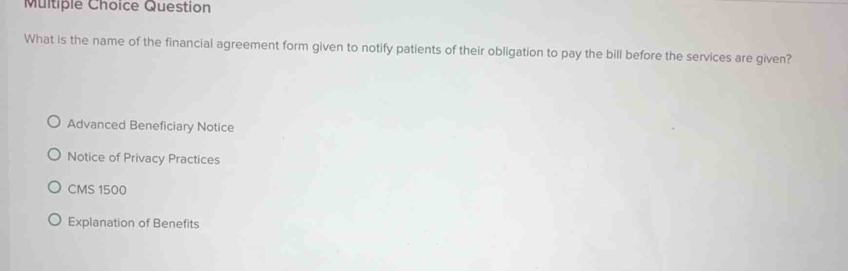 multiple choice question what is the name of the financial agreement fo…