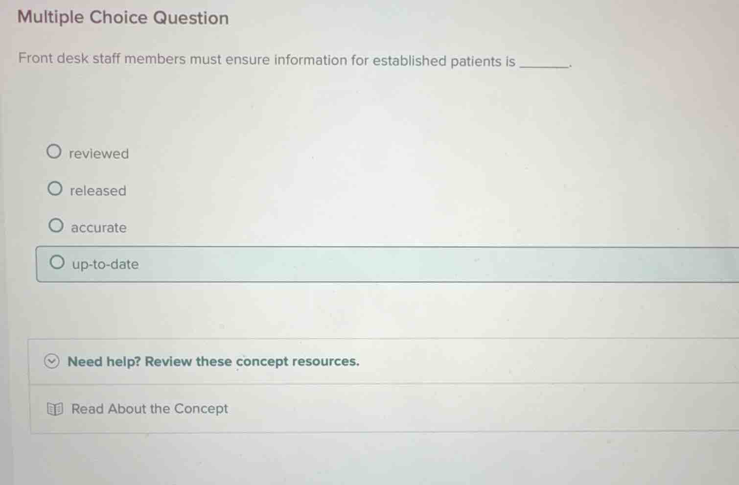 multiple choice question front desk staff members must ensure informati…