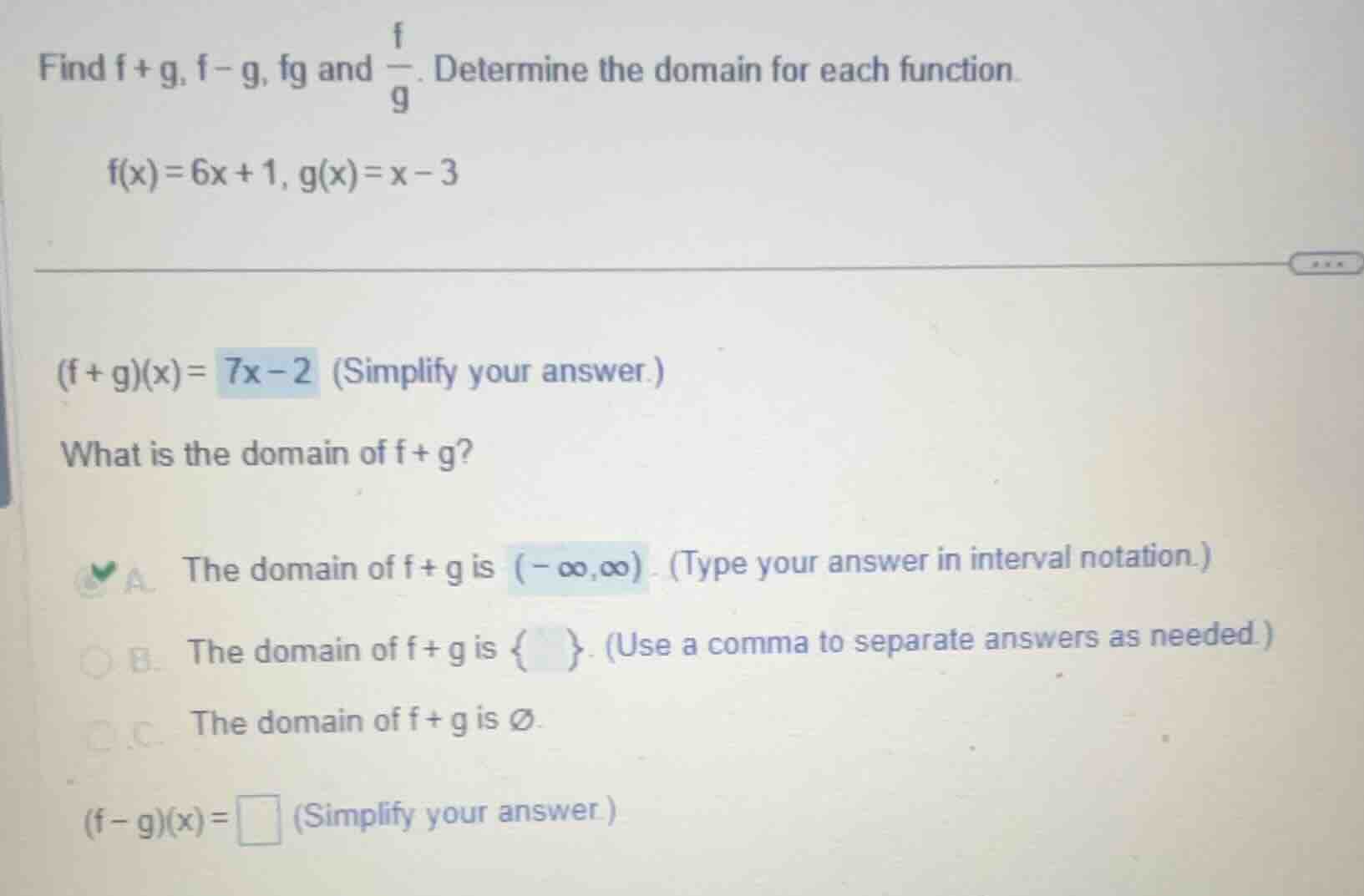 find \\(f + g\\), \\(f - g\\), \\(fg\\) and \\(\\frac{f}{g}\\). determi…