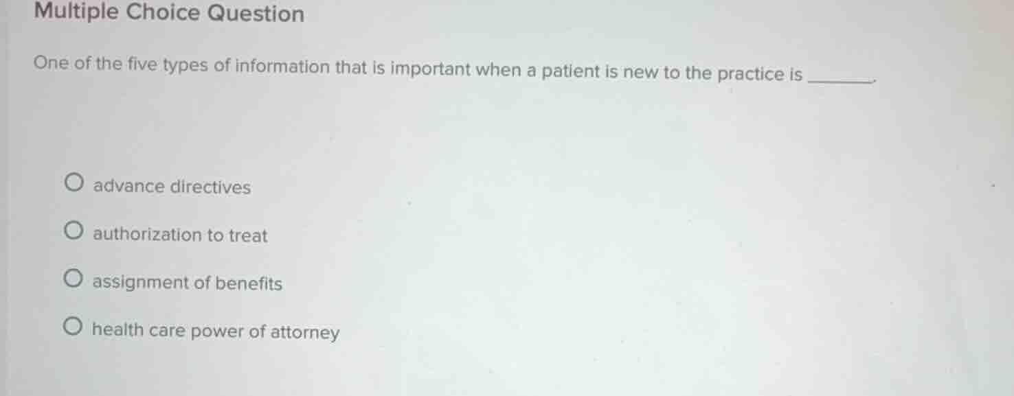 multiple choice question one of the five types of information that is i…
