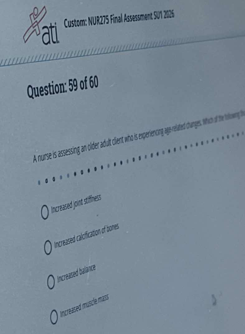 a nurse is assessing an older adult client who is experiencing age-rela…