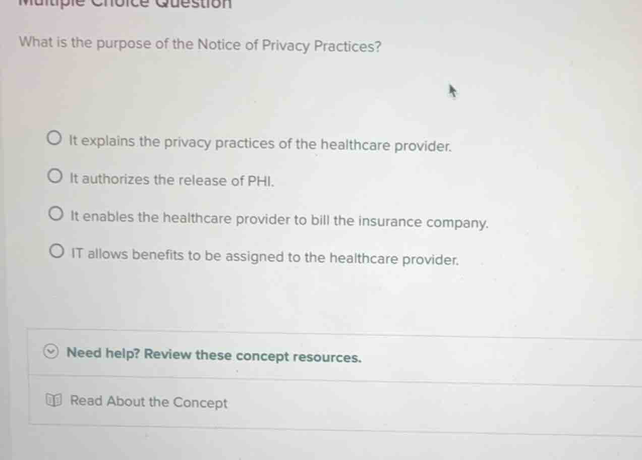 multiple choice question what is the purpose of the notice of privacy p…