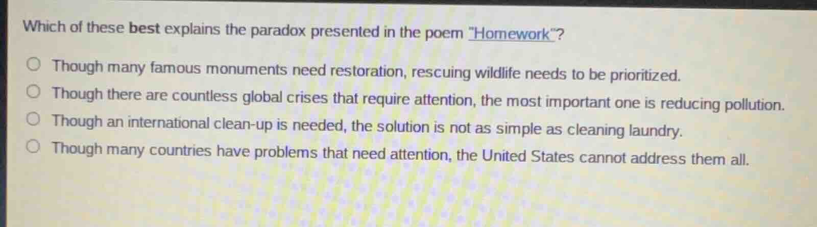 which of these best explains the paradox presented in the poem \homewor…