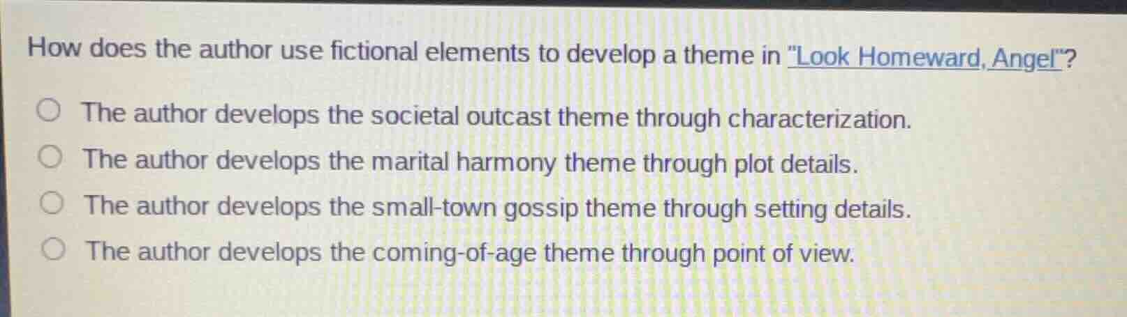 how does the author use fictional elements to develop a theme in \look …