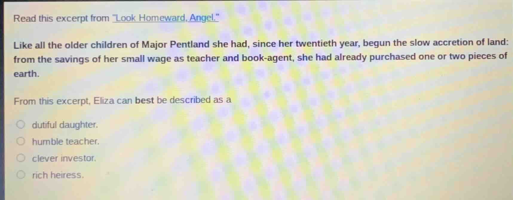read this excerpt from \look homeward, angel.\ like all the older child…