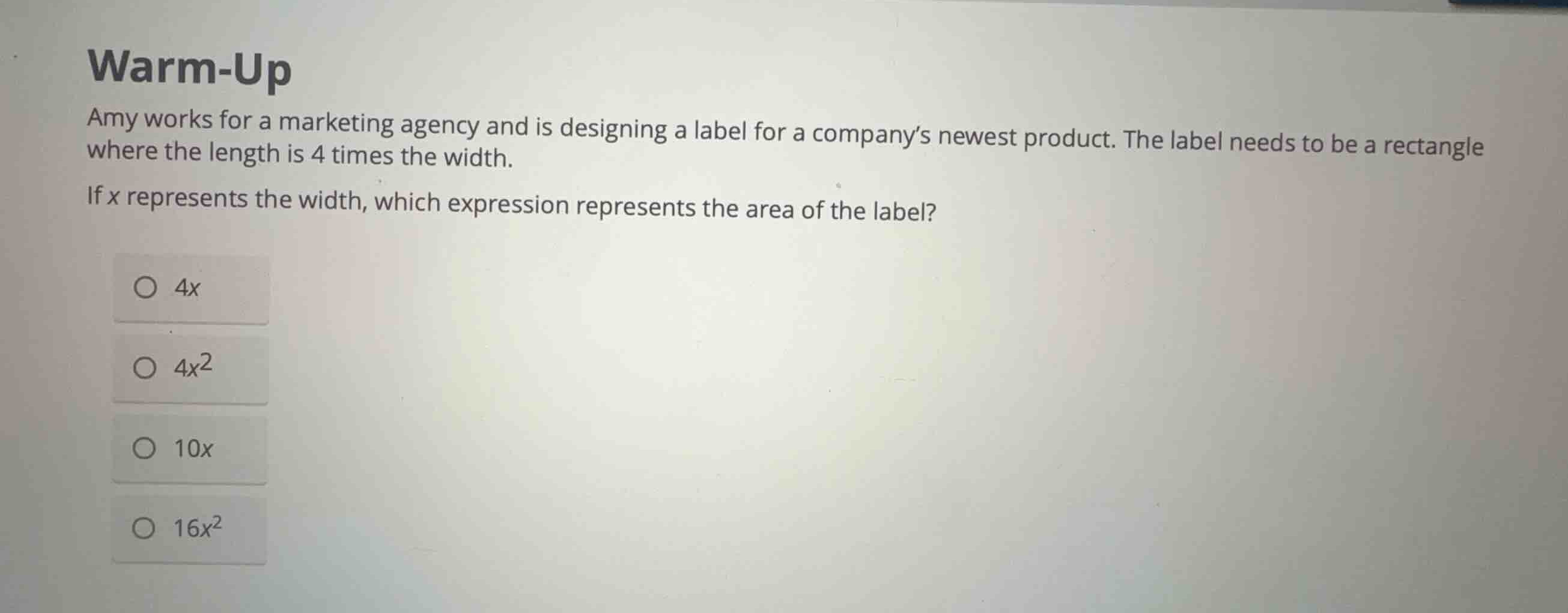 warm-up amy works for a marketing agency and is designing a label for a…
