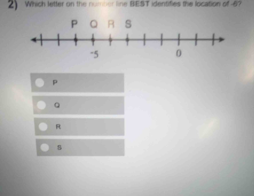 2) which letter on the number line best identifies the location of -6? …