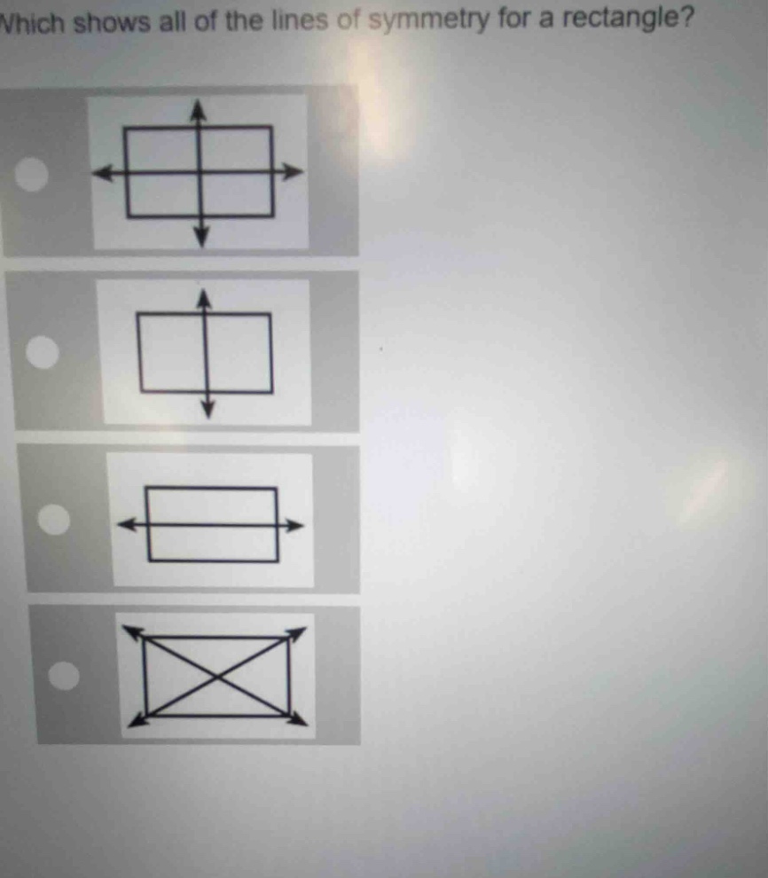 which shows all of the lines of symmetry for a rectangle?
