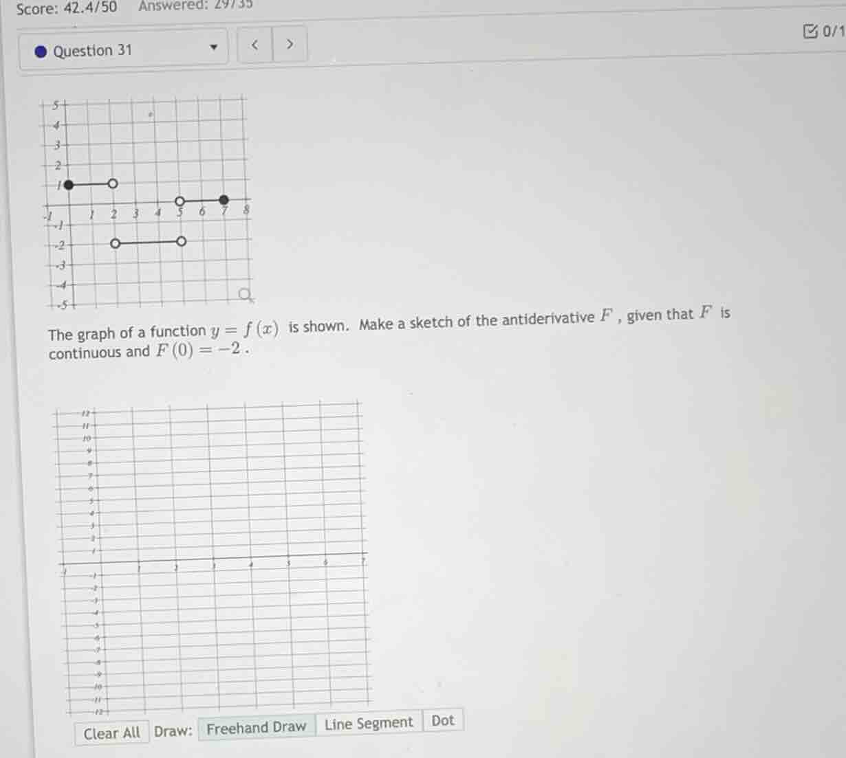 the graph of a function (y = f(x)) is shown. make a sketch of the antid…