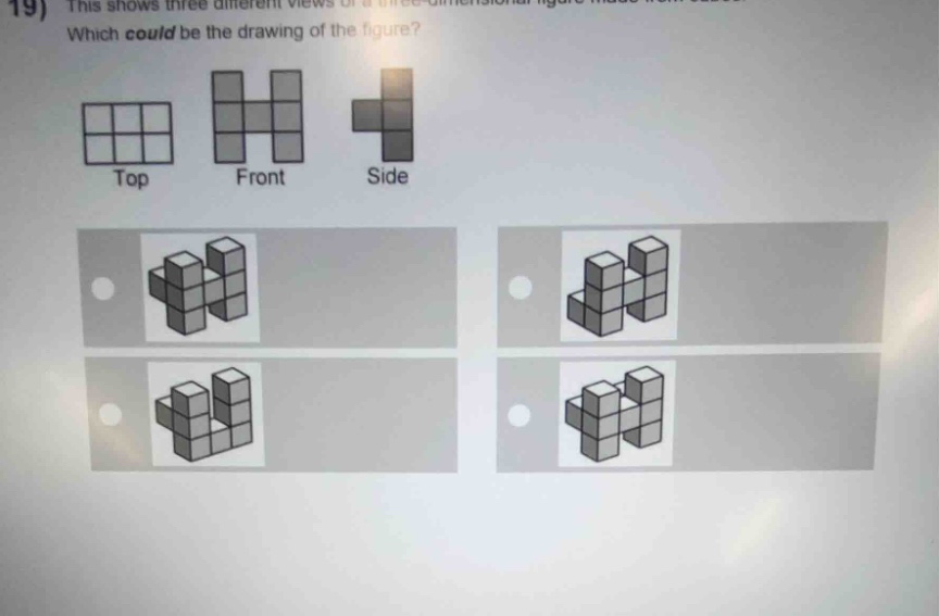 19) this shows three different views of a three-dimensional figure made…