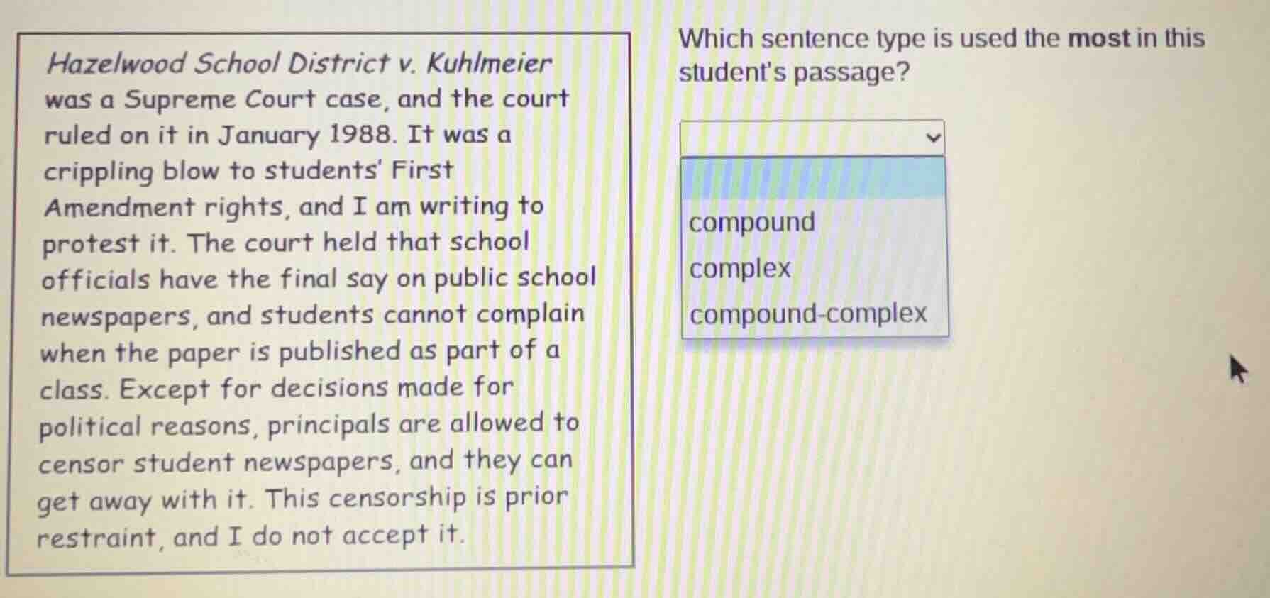 hazelwood school district v. kuhlmeier was a supreme court case, and th…