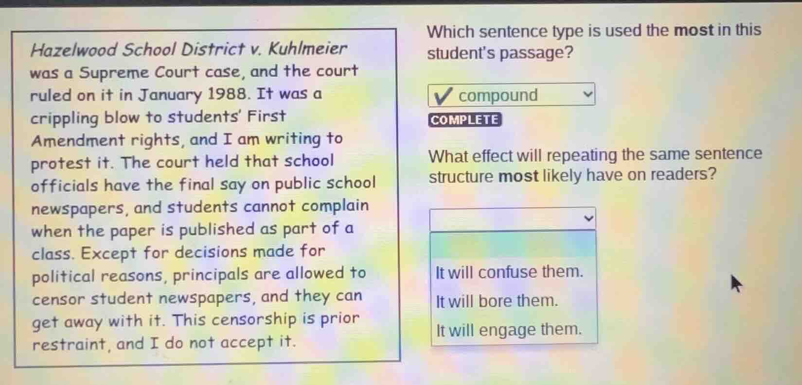 hazelwood school district v. kuhlmeier was a supreme court case, and th…
