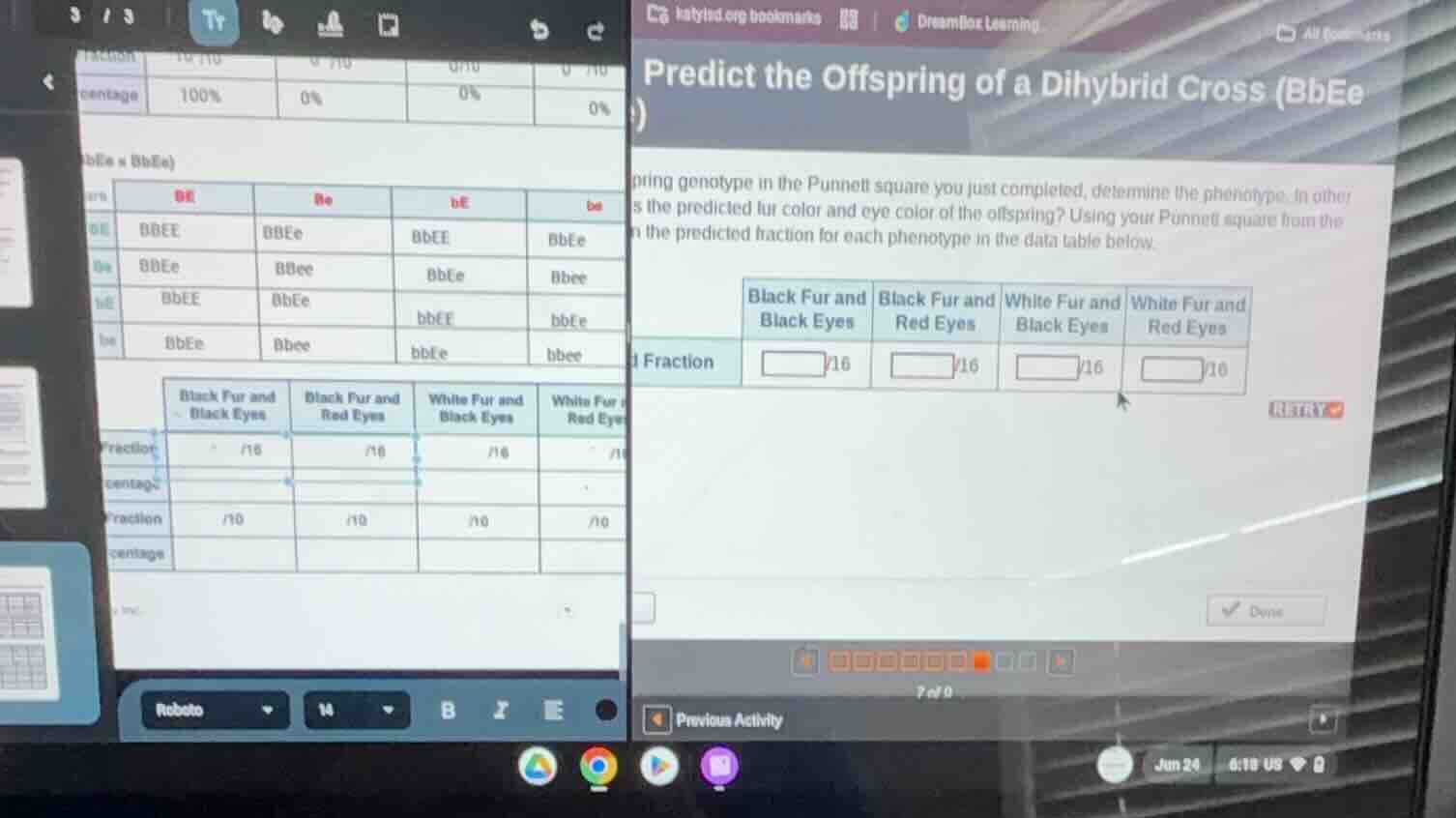 predict the offspring of a dihybrid cross (bbee x bbee) using the offsp…
