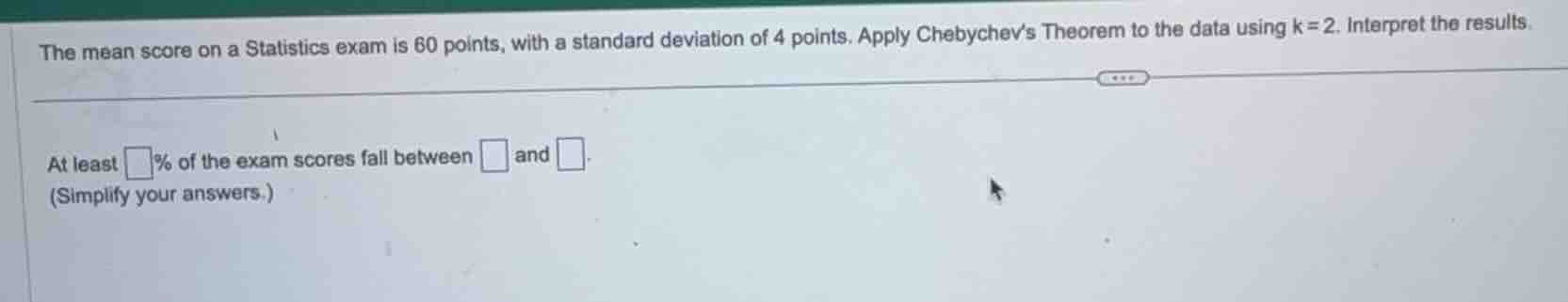 the mean score on a statistics exam is 60 points, with a standard devia…