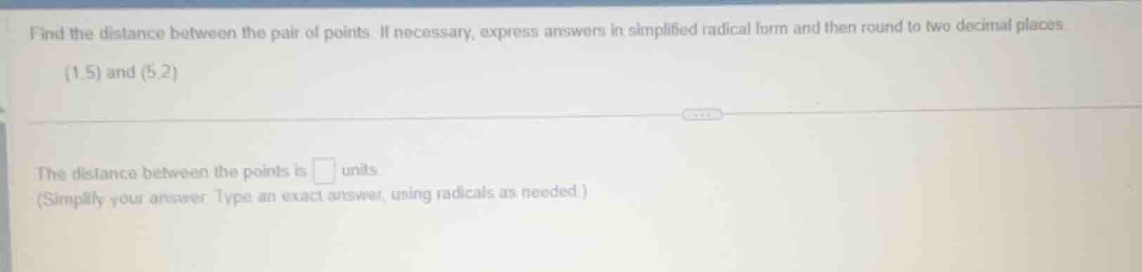 find the distance between the pair of points. if necessary, express ans…