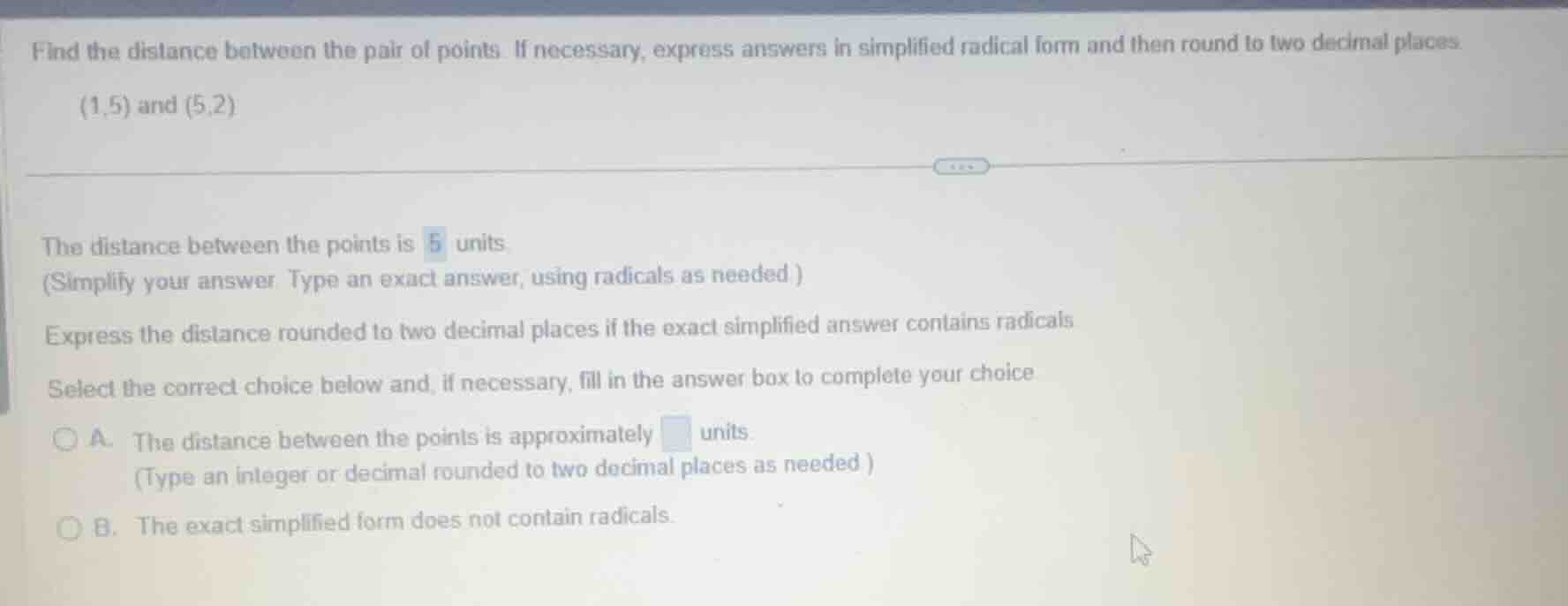find the distance between the pair of points. if necessary, express ans…