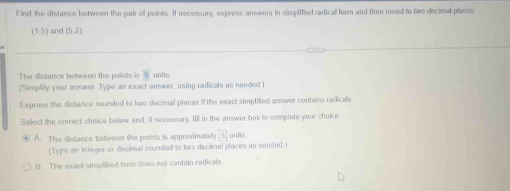 find the distance between the pair of points. if necessary, express ans…