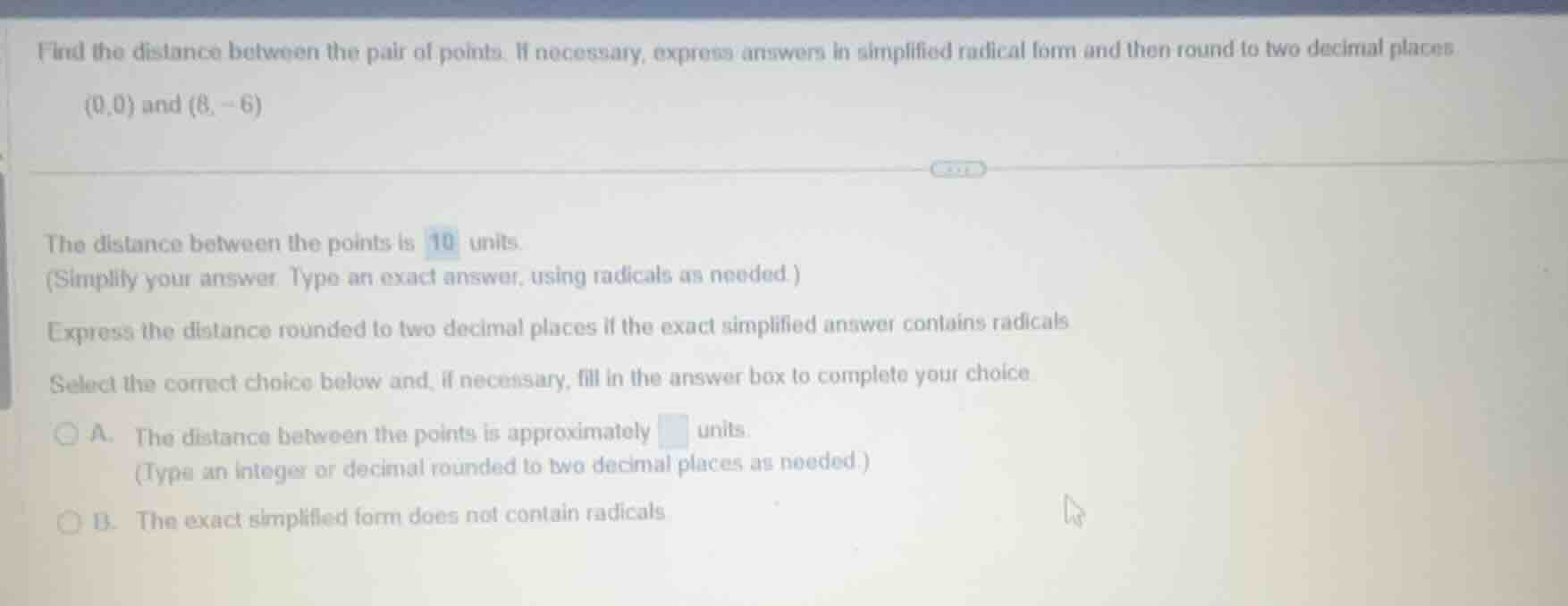 find the distance between the pair of points. if necessary, express ans…