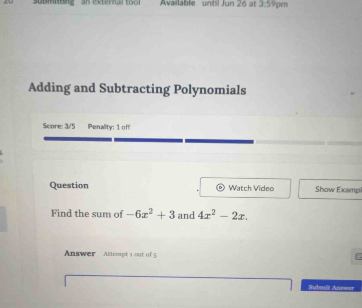 adding and subtracting polynomials question find the sum of \\(-6x^2 + …