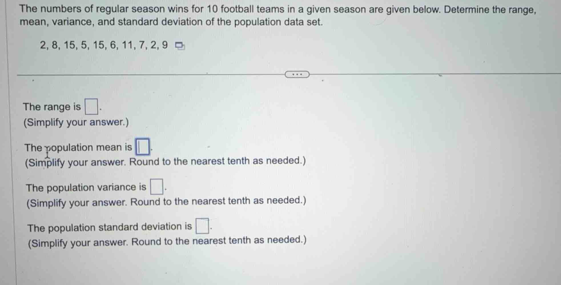 the numbers of regular season wins for 10 football teams in a given sea…
