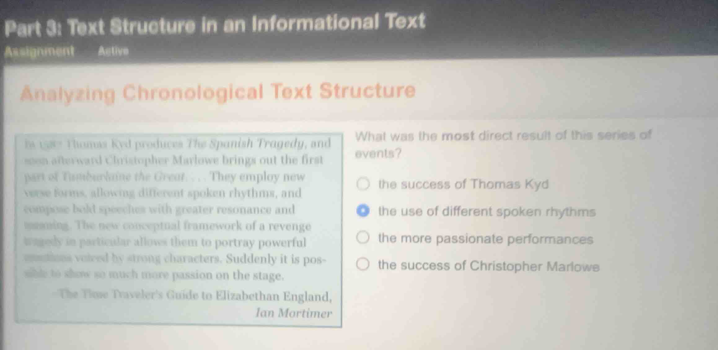analyzing chronological text structure in 1587 thomas kyd produces the …