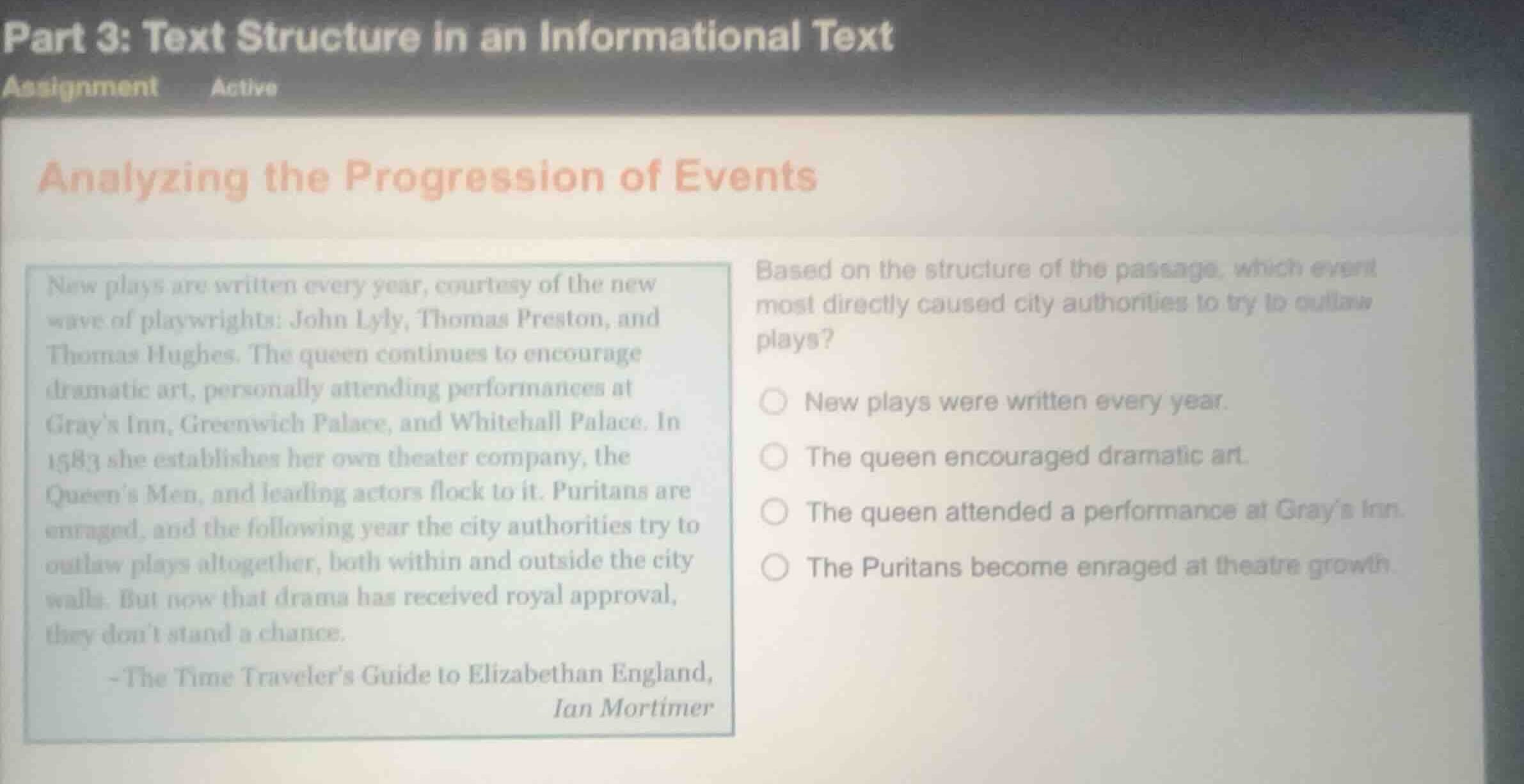 analyzing the progression of events new plays are written every year, c…