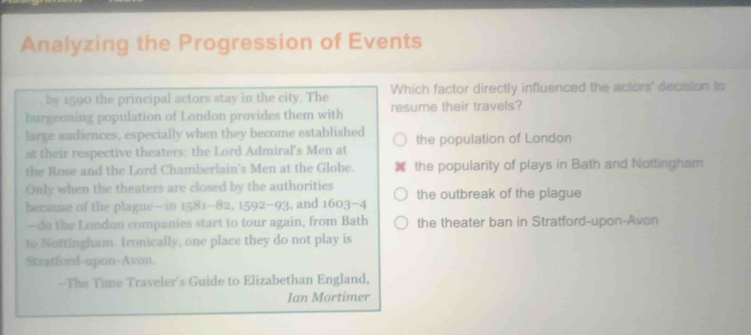 analyzing the progression of events ... by 1590 the principal actors st…