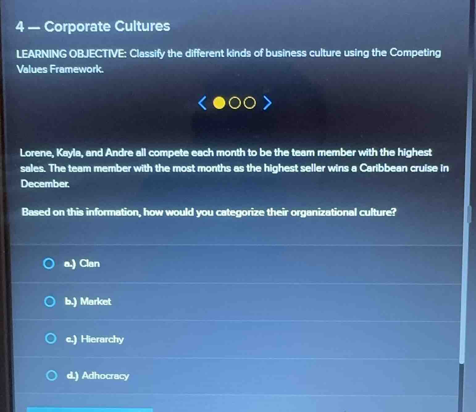 4 - corporate cultures learning objective: classify the different kinds…