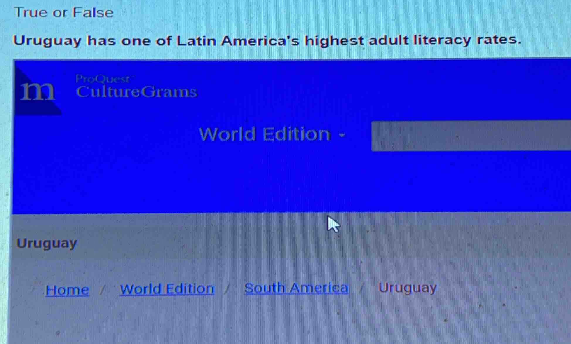 true or false uruguay has one of latin americas highest adult literacy …