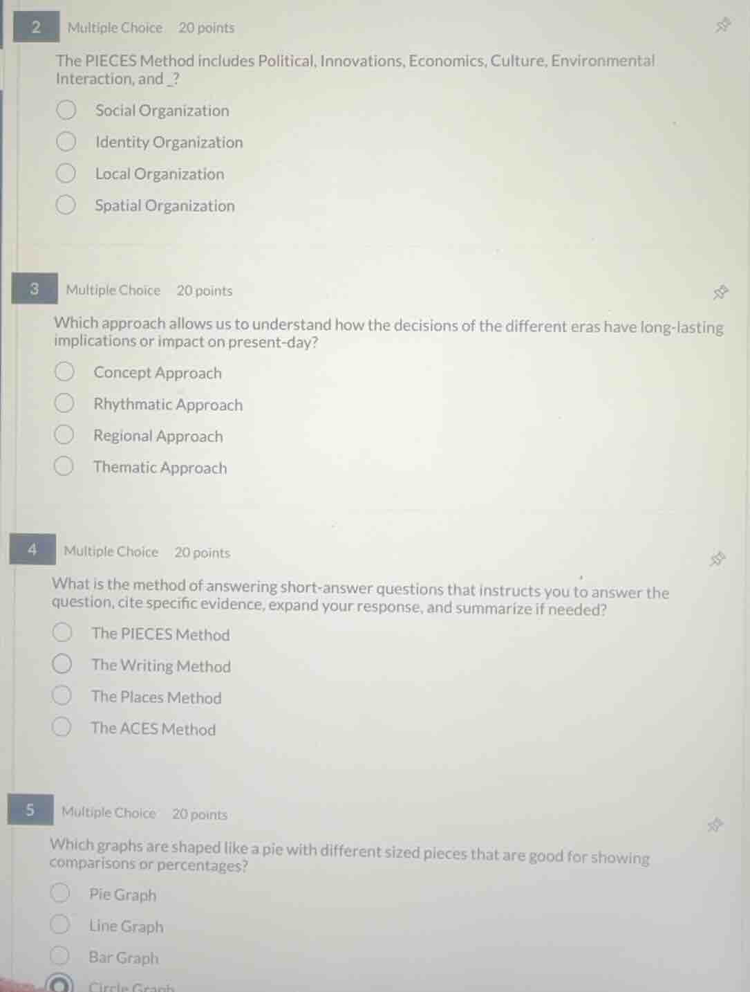 2 multiple choice 20 points the pieces method includes political, innov…