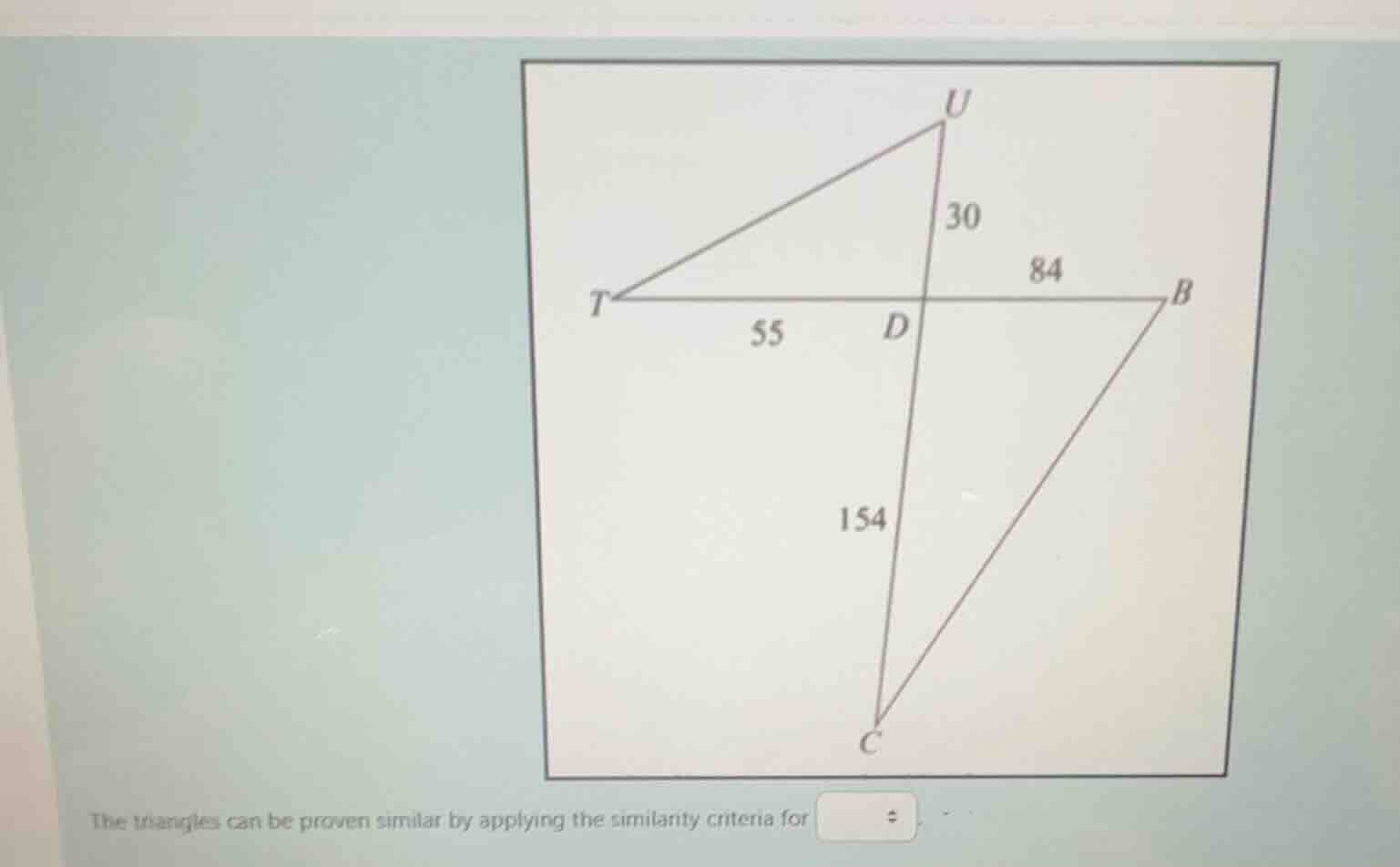the triangles can be proven similar by applying the similarity criteria…